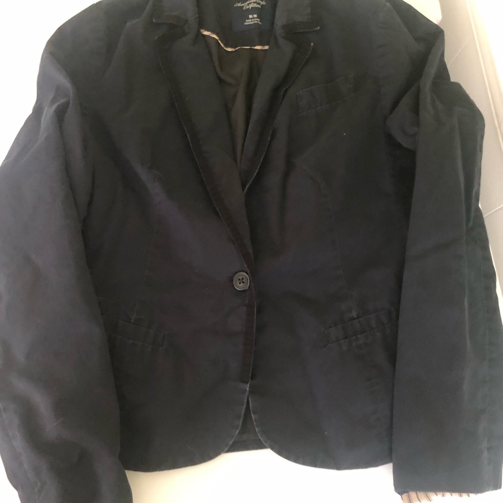 American Eagle Outfitters Classic Navy Blue Single-Button Blazer - Size M